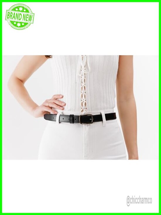 Women\'s Slim Double Stitch Leather Belt - 1\